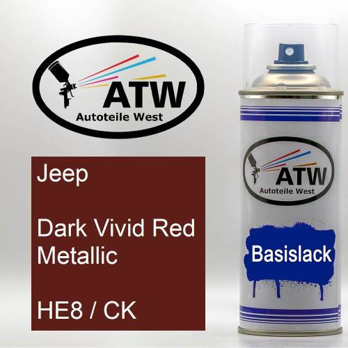 Jeep, Dark Vivid Red Metallic, HE8 / CK: 400ml Sprühdose, von ATW Autoteile West.